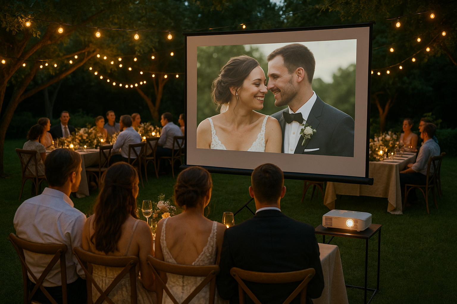 Live-Diashow der Hochzeitsfotos auf einem großen Bildschirm